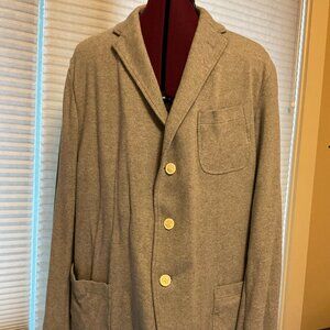 Massimo Dutti Grey Knit Blazer Jacket 48R Soft Tailored Casual